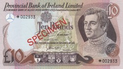 Northern Ireland, 10 Pounds, 1977, UNC, pcs2, SPECIMEN
 Serial Number: 002933
Estimate: 50-100 USD