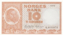 Norway, 10 Kroner, 1972, UNC, p31f
 Serial Number: K.4111673
Estimate: 20-40 USD