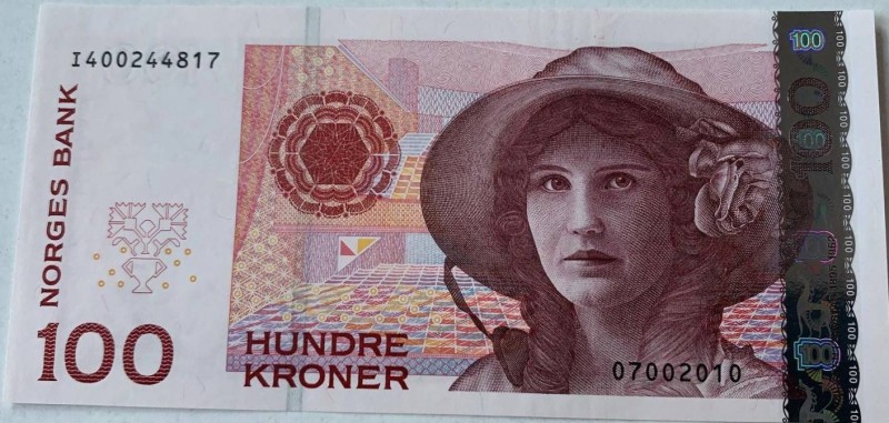 Norway, 100 Krone, 2003, UNC, p49a
 Serial Number: I400244817 07002010
Estimat...