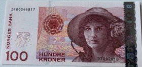 Norway, 100 Krone, 2003, UNC, p49a
 Serial Number: I400244817 07002010
Estimate: 25-50 USD