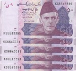 Pakistan, 50 Rupees, 2018, UNC, p56
Consecutive serial number, total 5 banknotes, Serial Number: KS6643391-2-3-4-5
Estimate: 10-20 USD