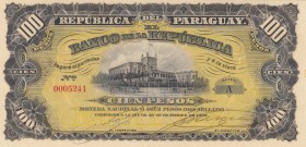 Paraguay, 100 Pesos, 1907, UNC, p159
 Serial Number: 0005241
Estimate: 25-50 USD