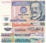 Peru, 10 İntis, 50 İntis, 100 İntis, 5.000 İntis and 10.000 İntis, 1987/1988, UNC, (Total 5 banknotes)
Estimate: 20-40 USD