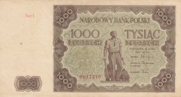 Poland, 1.000 Zlotych, 1947, XF, p133
 Serial Number: 0617210
Estimate: 50-100 USD