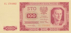 Poland, 100 Zlotych, 1948, AUNC(-), p139a
 Serial Number: IL 1764862
Estimate: 20-40 USD