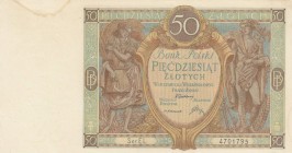 Poland, 50 Zlotych, 1929, AUNC, p71
there are no marks on the banknote, but there is a stain on the upper left, Serial Number: 4701795
Estimate: 25-...