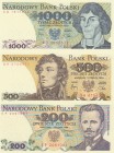 Poland, 1982/1988, UNC, Total 3 banknotes
200 Zloty,p144c; 500 Zloty, p145d; 1000 Zloty, p146c , Serial Number: EP 2051061, GH 4706371, KD1817612
Es...