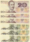 Poland, UNC, Total 6 banknotes
20 Zlotych(3), 1982, UNC, p149b; 50 Zlotych(3), 1988, UNC, p142c
Estimate: 15-30 USD