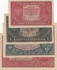 Poland, 1 Marka, 5 Marek, 10 Marek and 20 Marek, 1919, VF/AUNC, p23, p24, p25, p26, (Total 4 banknotes)
Estimate: 20-40 USD