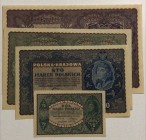 Poland, Unc (-), Total 4 banknotes
1/2 Marek 1920,p30; 100 Marek 1919, p27; 500 Marek 1919, p28;1000 Marek 1919,p29
Estimate: 80-160 USD