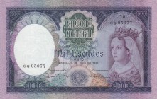 Portugal, 1000 Escudos, 1961, VF (+), p166
 Serial Number: GQ05077
Estimate: 250-500 USD