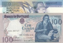 Portugal, 100 Escudos, Total 2 banknotes
1985, VF (There are pinholes), p178; 1986, UNC, P179, Serial Number: AGQ 21117, DSL 36717
Estimate: 15-30 U...