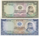 Portuguese Guınea, 50 Escudos and 100 Escudos, 1971, UNC, p44, p45
(total 2 banknotes), Serial Number: 617958, 792230
Estimate: 30-60 USD