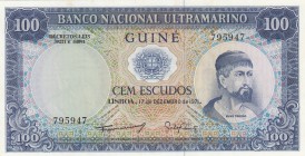 Portuguese Guınea, 100 Escudos, 1971, AUNC, p45a
 Serial Number: 795947
Estimate: 15-30 USD