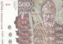 Romania, 500 Lei, 1991, UNC, p98b, Total 3 banknotes
 Serial Number: 000687,000652,000691
Estimate: 10-20 USD