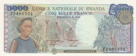 Rwanda, 5.000 Francs, 1988, UNC (-), p22
 Serial Number: F2487721
Estimate: 10-20 USD