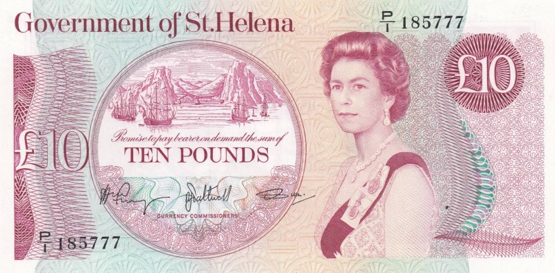 Saint Helena, 10 Pounds, 1985, UNC, p8b
Queen Elizabeth II. Portrait, Serial Nu...