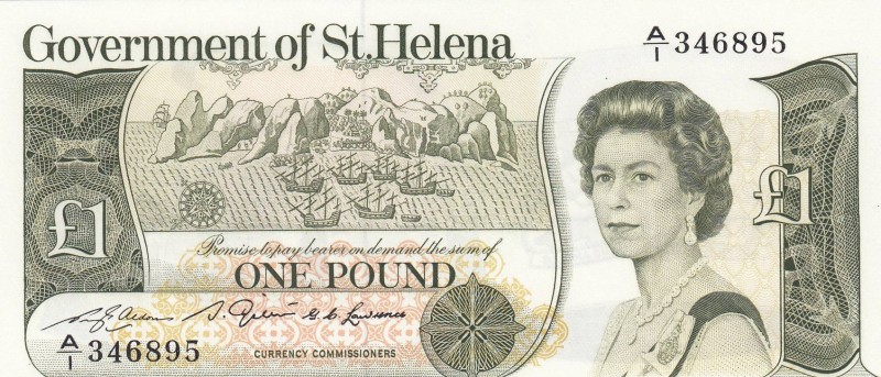 Saint Helena, 1 Pound, 1981, UNC, p9a
Queen Elizabeth II. Portrait, Serial Numb...