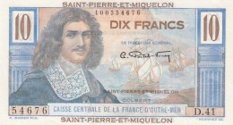 Saint Pierre and Miquelon, 10 Francs, 1950/1960, UNC, p23
 Serial Number: 100354676
Estimate: 100-200 USD
