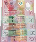 Saint Thomas And Prince, UNC, Total 5 banknotes
10 Dobras, 2016, p71; 20 Dobras, 2016, p72; 50 Dobras, 2016, p73; 100 Dobras, 2016, p74; 200 Dobras, ...