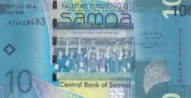 Samoa, 10 Tala, 2008, UNC, p39
 Serial Number: WT4029483
Estimate: 10-20 USD