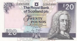 İskoçya, 20 Pounds, 2016, UNC, P354
 Serial Number: c 57 287796
Estimate: 45-90 USD