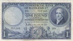 Scotland, 1 Pound, 1958, VF, pS336
 Serial Number: 27N 717245
Estimate: 30-60 USD
