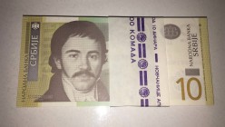 Serbia, 10 Dinara, 2006, UNC, p46a, BUNDLE
Total 100 banknotes
Estimate: 25-50 USD