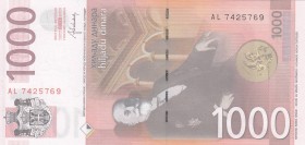 Serbia, 1.000 Dinara, 2014, UNC, p60
 Serial Number: AL7425769
Estimate: 15-30 USD