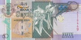 Seychelles, 50 Rupees, 2011, UNC, p43
 Serial Number: AE910449
Estimate: 15-30 USD