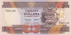 Solomon Islands, 20 Dollars, 1986, UNC, p16a
 Serial Number: B/I 881148
Estimate: 20-40 USD