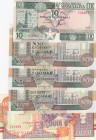 Somalia, Total 5 banknotes
10 Shillings, 1987, UNC, p32c; 1000 Shillings, 1990, UNC, p37; 50 Shillings(3), 1991, UNC, pr2 
Estimate: 10-20 USD