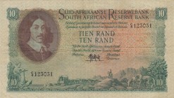South Africa, 10 Rand, 1961/65, VF, p107a
 Serial Number: C4 25031
Estimate: 15-30 USD
