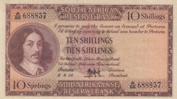 South Africa, 10 Shillings, 1954, XF, p90c
 Serial Number: A/86 688837
Estimate: 50-100 USD