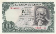 Spain, 1.000 Pesetas, 1971, UNC, p154
 Serial Number: 3B8084181
Estimate: 30-60 USD