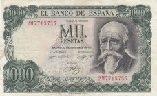 Spain, 1.000 Pesetas, 1971, VF, p154
 Serial Number: 2M7715755
Estimate: 25-50 USD