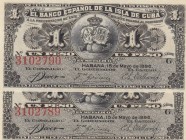 Spain, 1 Peso, 1896, UNC, p47a, Total 2 banknotes
(Consecutive serial numbers)
Estimate: 15-30 USD