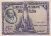 Spain, 100 Pesetas, 1928, XF, p76
 Serial Number: A2429490
Estimate: 15-30 USD