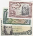 Spain, 1 Peseta and 5 Pesetas, 1935/1953, UNC, (Total 3 banknotes)
Estimate: 15-30 USD