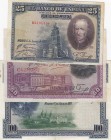 Spain, Total 3 banknotes
25 Pesetas, 1928, p74b, XF; 50 Pesetas, 1928, p75b, VF; 100 Pesetas, 1925, p69c, VF , Serial Number: D3101104, C4237062, E31...