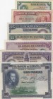 Spain, Total 7 banknotes
5 Pesetas, 1935, VF, p85; 10 Pesetas, 1935, VF, p86; 25 Pesetas, 1928, XF, p74b; 25 Pesetas, 1931, VF, p81; 50 Pesetas, 1928...