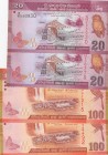 Sri Lanka, Total 4 banknotes
20 Rupees, 2010, UNC ve UNC(-), p123a; 100 Rupees, 2015, UNC, p125d; 100 Rupees, 2016, UNC, p125 
Estimate: 10-20 USD