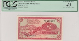 Sudan, 25 Piastres, 1956, XF, p1As, SPECIMEN
PCGS 45, Serial Number: A/1 0000000
Estimate: 100-200 USD