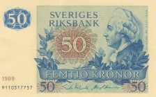 Sweden, 50 Kronor, 1989, XF, p53d
 Serial Number: 9110317757
Estimate: 10-20 USD
