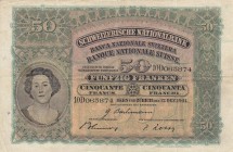 Switzerland, 50 Franken, 1941, VF, p34l
 Serial Number: 10D 065874
Estimate: 200-400 USD