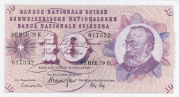 Switzerland, 10 Franken, 1972, UNC, p45r
 Serial Number: 79E 017832
Estimate: 10-20 USD