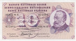 Switzerland, 10 Franken, 1974, XF, p45t
 Serial Number: 072904
Estimate: 15-30 USD