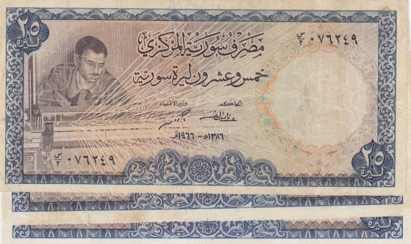 Syria, 25 Pounds (3), 1966/1973, VF, p96, (Total 3 banknotes)
lot of banknotes ...