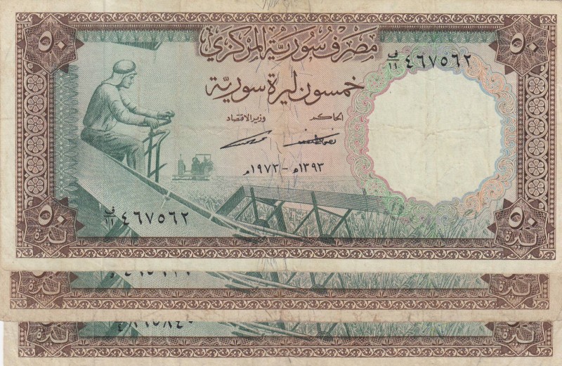 Syria, 50 Pounds (3), 1966/1973, FINE, p97, (Total 3 banknotes)
lot of banknote...