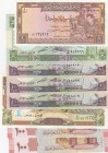 Syria, Different 8 banknotes
1 Pound, 1982, UNC, p93e; 5 Pounds, 1991, UNC, p100e; 10 Pounds(3), 1991, UNC, p101e; 50 Pounds, 1998, UNC, p107; 100 Po...